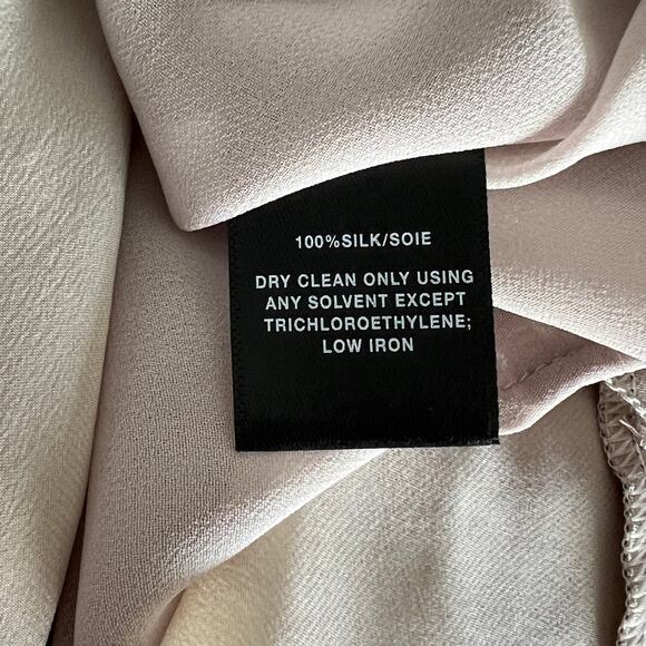 Lafayette 148 New York Gene Silk Blouse Women's Large Ca[ Sleeve Champagne - Picture 6 of 7